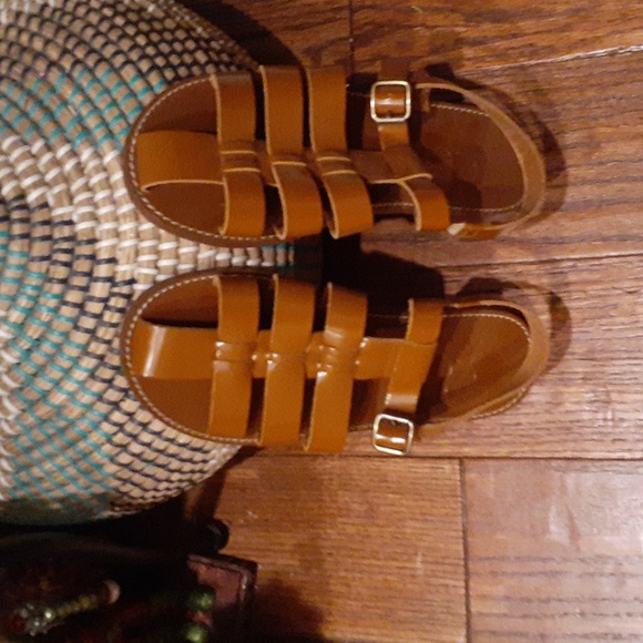 J crew fishermen sandals in shinny spazzolato leather color size 9 - Picture 6 of 7